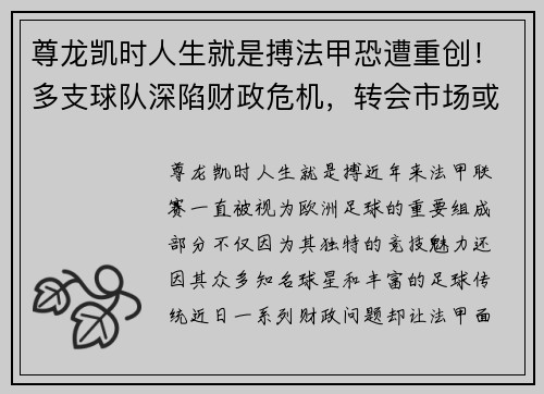 尊龙凯时人生就是搏法甲恐遭重创！多支球队深陷财政危机，转会市场或将大幅收缩 - 副本